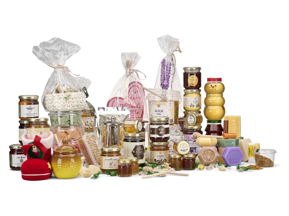 Kerstpakket met honing en cadeauartikelen